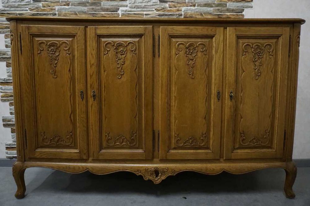 Komoda Dębowa w Stylu Chippendale 4 Drzwiowa szer. 162 cm    (p-1351)