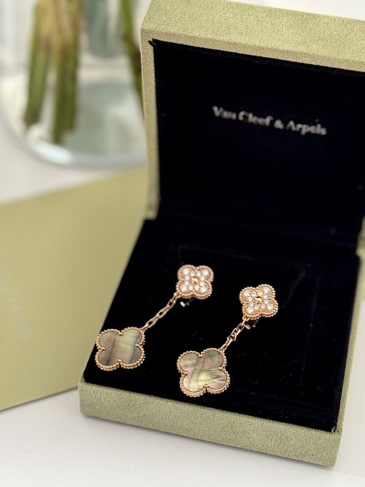 Двойные серьги в стиле Ван Клиф