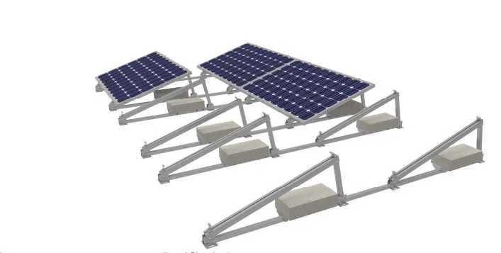 Aluminiowa konstrukcja balastowa poziomo Z SZYNĄ DOLNĄ + UCHWYTAMI