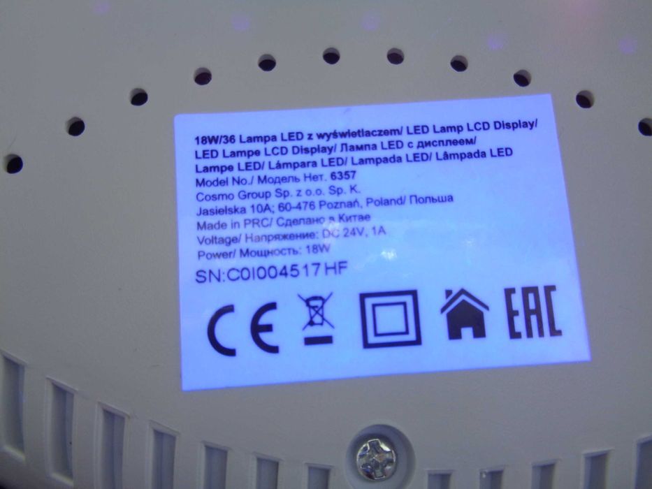 NEONAIL  do stylizacji paznokci LED UV 18W z sensorem LCD Display.