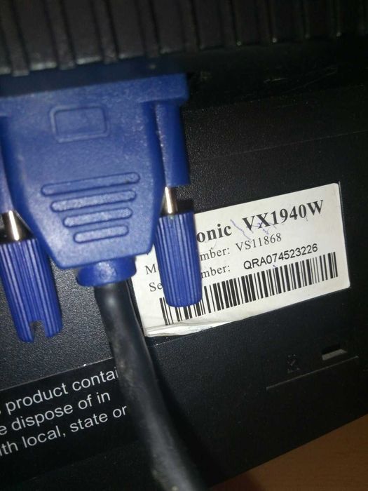 Монитор 19 дюймов ViewSonic VX1940W Black Silver