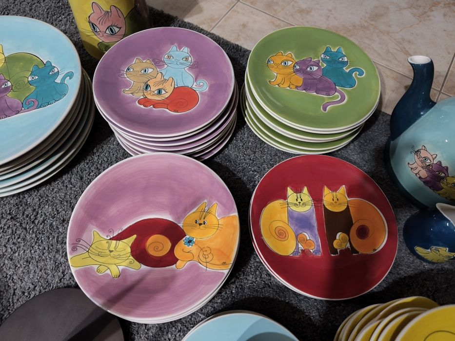 Conjunto de cozinha do gato preto