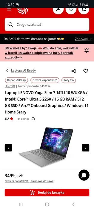 Lenovo Yoga Slim 7 14ILL10 OLED Nowy!!!