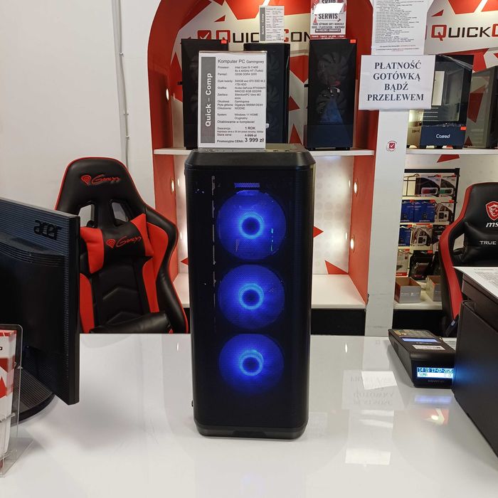 Komputer PC Gamingowy I5-11400 / 32GB DDR4 / 512GB SSD NVME / RTX3060TI 8GB / Windows 11 / Chłodzenie Wodne / 1 Rok Gwarancji QUICK-COMP Przemyśl