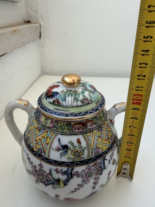 2 peças bule de chá chinês porcelana antiga