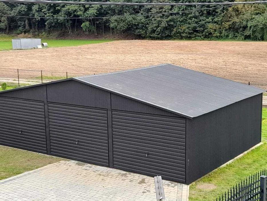 Garaże blaszane blaszak 9x5 dwuspadowy grafit Garaż Magazyn Hale Raty