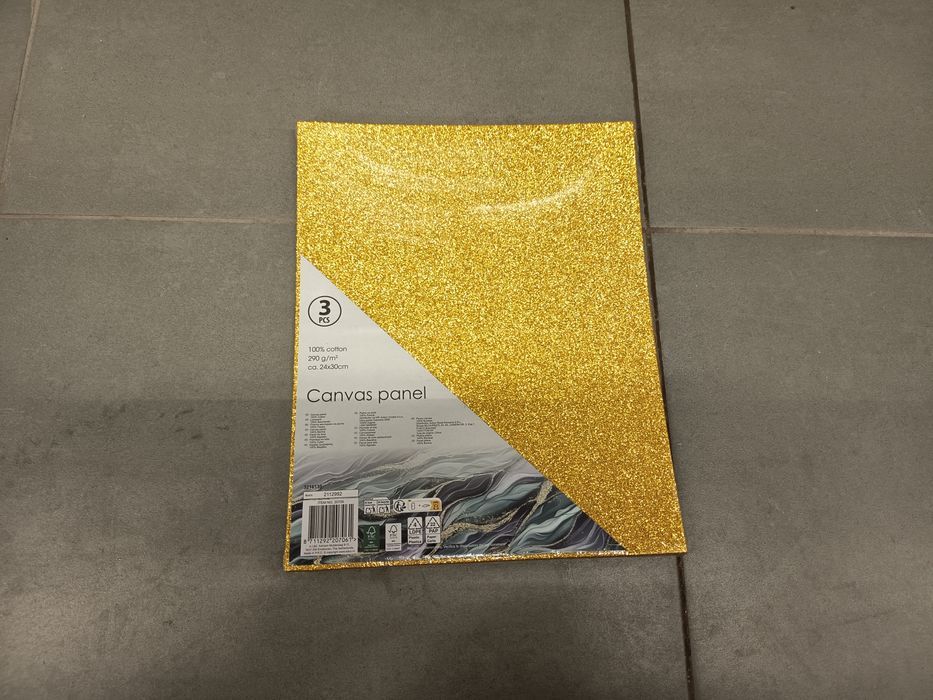 Nowe złote podobrazie malarskie 24x30 cm 3 sztuki