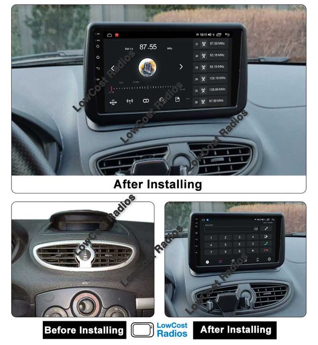 (NOVO) Rádio 2DIN 9"• Renault Clio 3 III | (2005 a 2014) • Android GPS • Mãos livres • CARPLAY • ANDROID AUTO