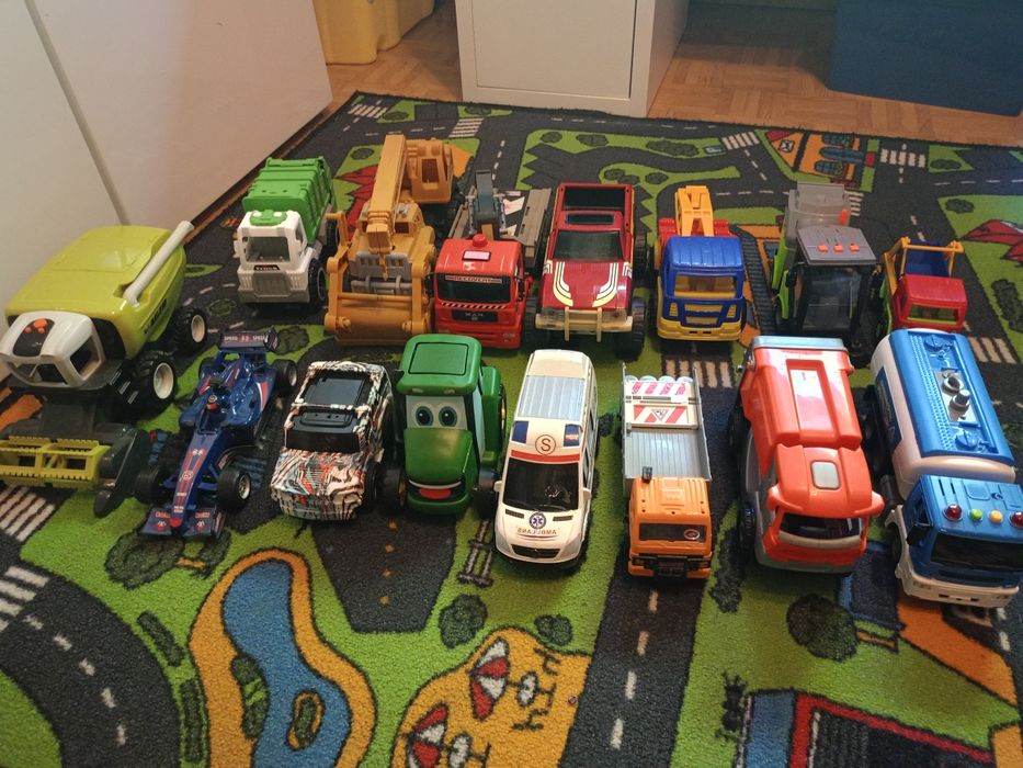 Samochody zestaw śmieciarka kombajn czyścioch interaktwyne