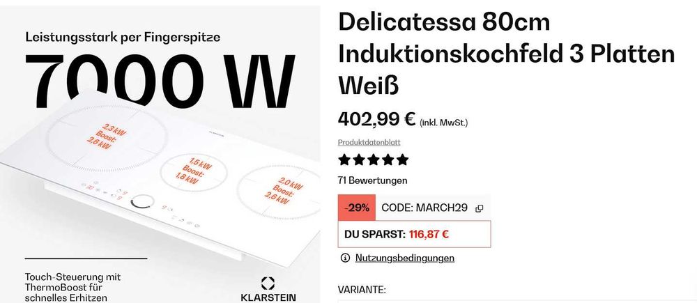 Індукційна плита Klarstein Delicatessa 80 (10045608) Білий колір