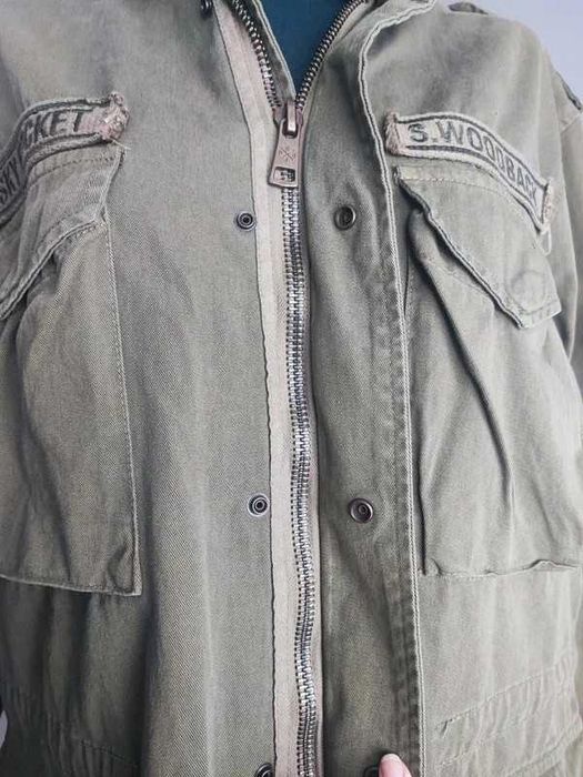 Damska parka khaki militarna Pull and Bear L, kurtka damska z kapturem