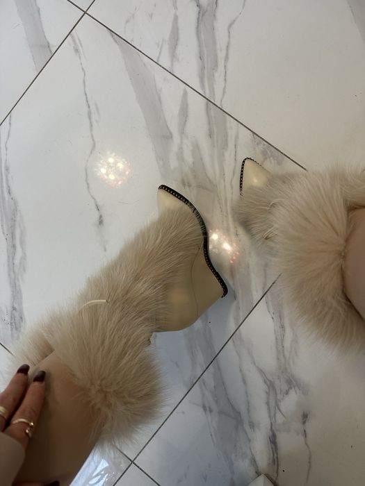 Ice queen design buty z lisem futrem naturlanym