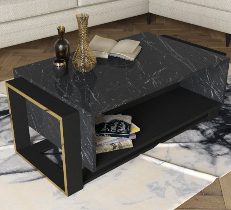 Stolik kawowy czarno złoty