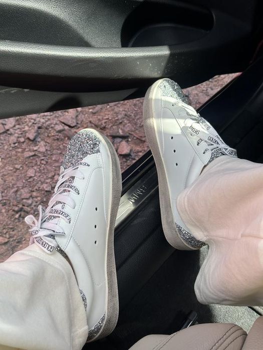 Кросівки Golden Goose White Superstar Glitters/ Снікерси Голден Гус GG