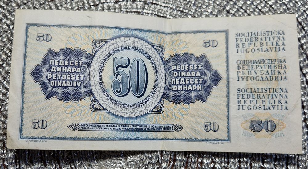 Banknot Jugosławia 50 Dinara 1968 r