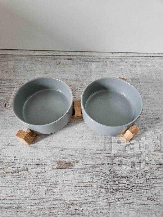 Miski ceramiczne dla psa kota zestaw 2 sztuki x 400 ml szare