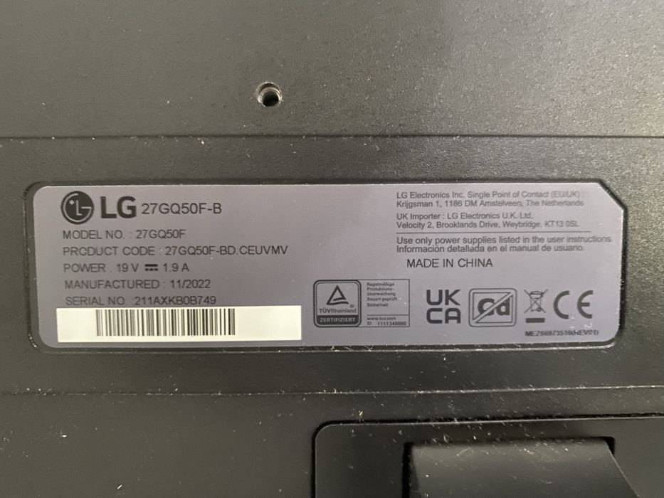 Monitor LG UltraGear 27” 165Hz Gaming – 27GQ50F-B
