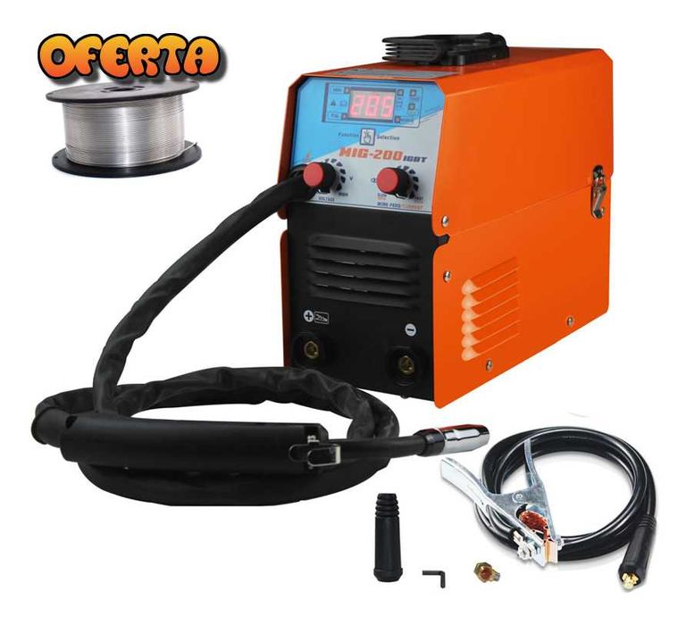 F646 Máquina soldar MIG-200 IGBT MIG MMA TIG soldagem sem gás