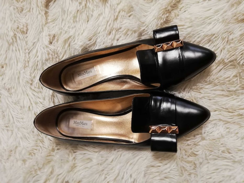buty Max Mara 37 czarne skóra Made in Italy czółenka Max Mara 37 skóra