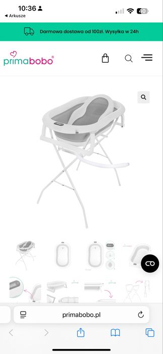 WANIENKA SKŁADANA ZE STOJAKIEM termometr, fotelik do kapieli primabobo