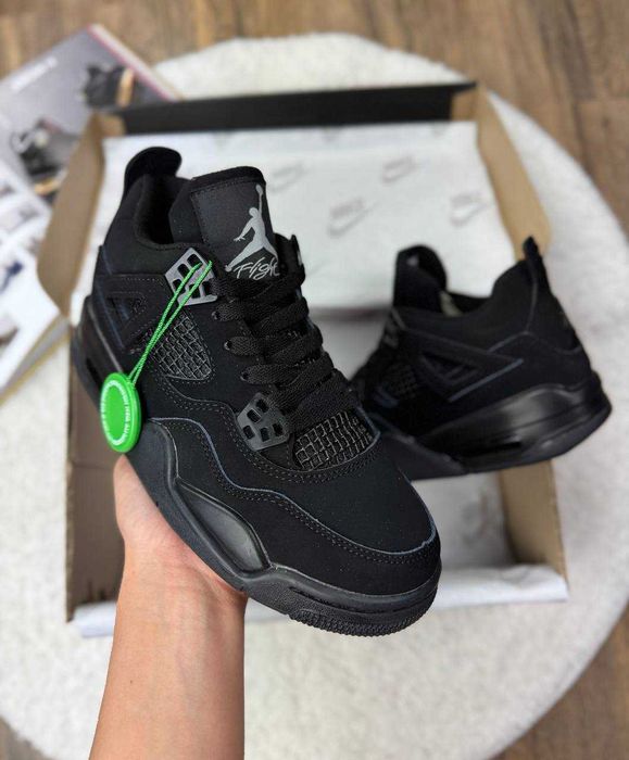Мужские кроссовки Nike Jordan Retro 4 Black Cat "R1222" Размеры 40-46