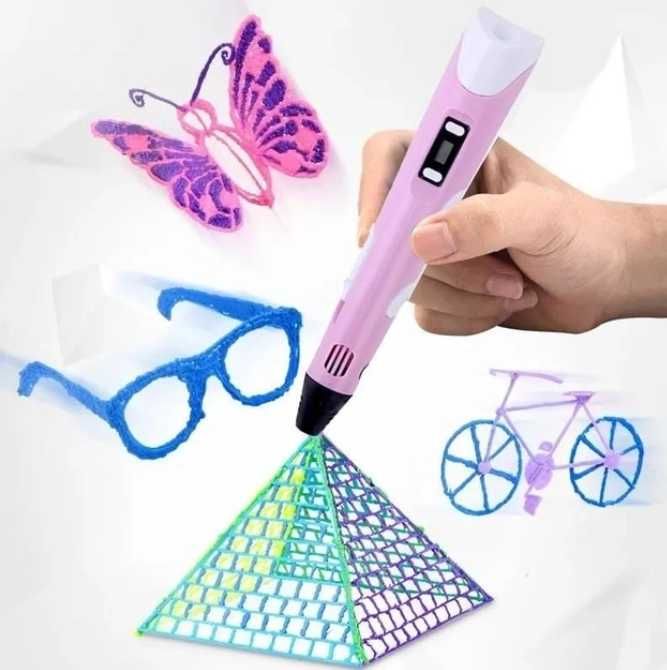 3D ручка з LCD дисплеєм всі кольори 3Д ручка +трафарет + 9м пластику