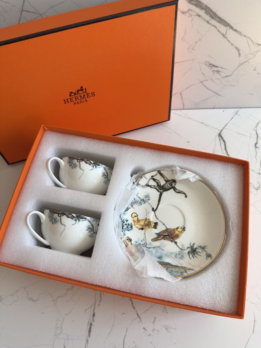 Чайний набір, сервіз hermes, чайный сервиз, чашки, набор эрмес, ермес з мавпами, джунглі, Hermes Tableware Carnets d’Equateur