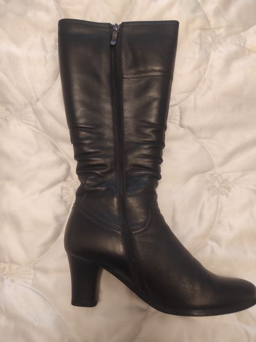 Зимние  черные сапоги "Respect" натуральная кожа на цигейкее