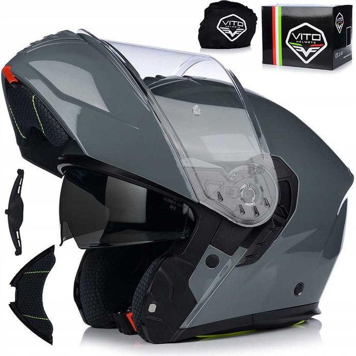 Kask szczękowy z blendą przeciwsłoneczną VITO Furio Podnoszona szczęka S-XXL - Nowy