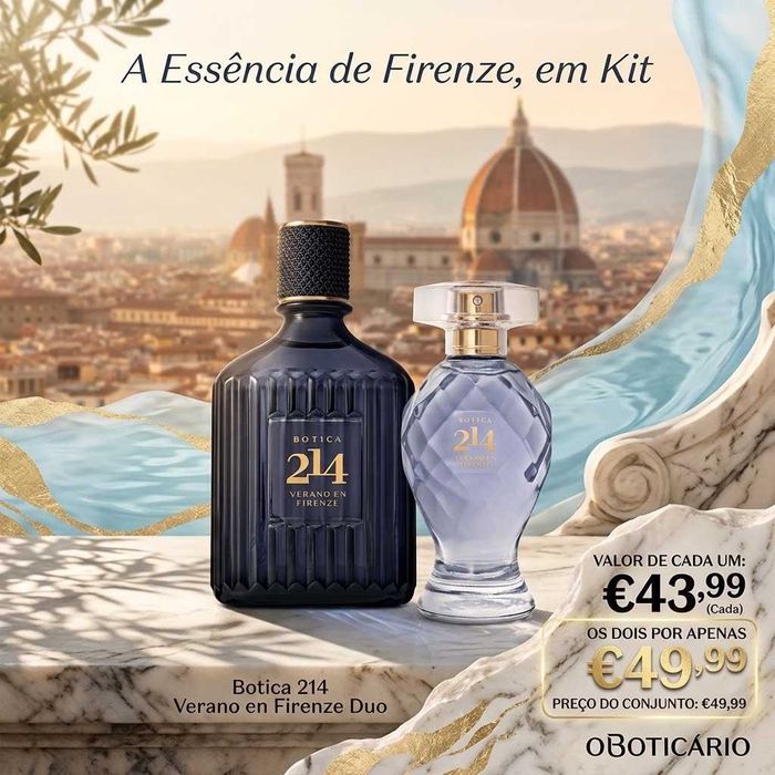 Pack 2 Perfumes O Boticário – Botica 214 Verano en Firenze (Ele + Ela) – Novos / Selados
