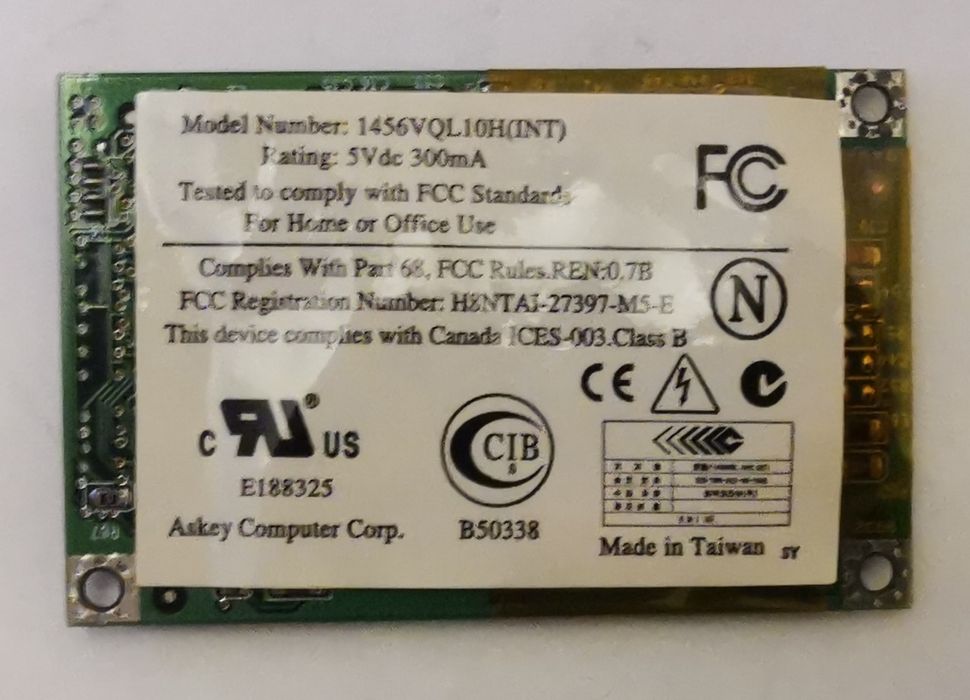 Modem 1456VQL10H(INT) do Armada M700 Compaq