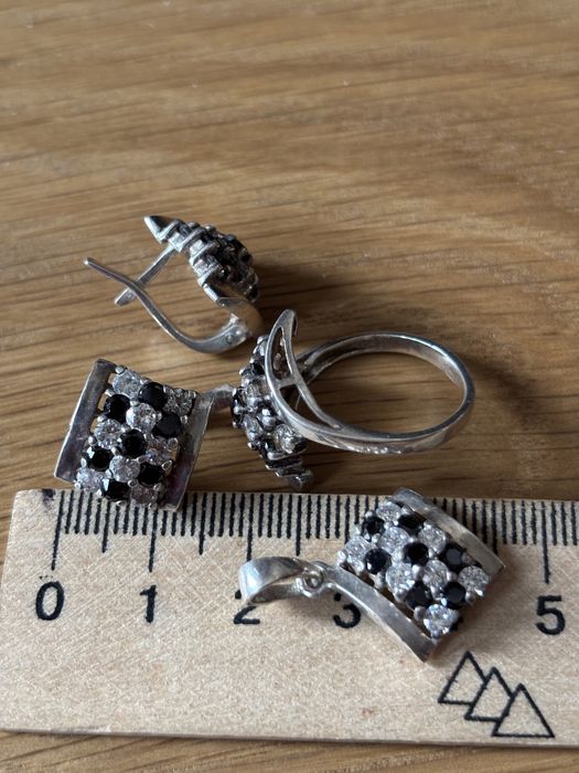 Сережки срібні емаль каблучка підвіска кульчики серебро