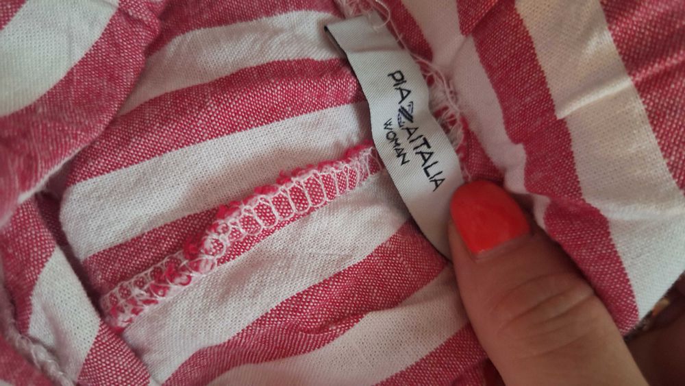 Льняні брюки палаццо у смужку