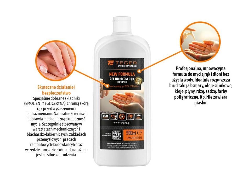 Żel do mycia rąk na sucho NEW FORMULA 500ml / TEGER