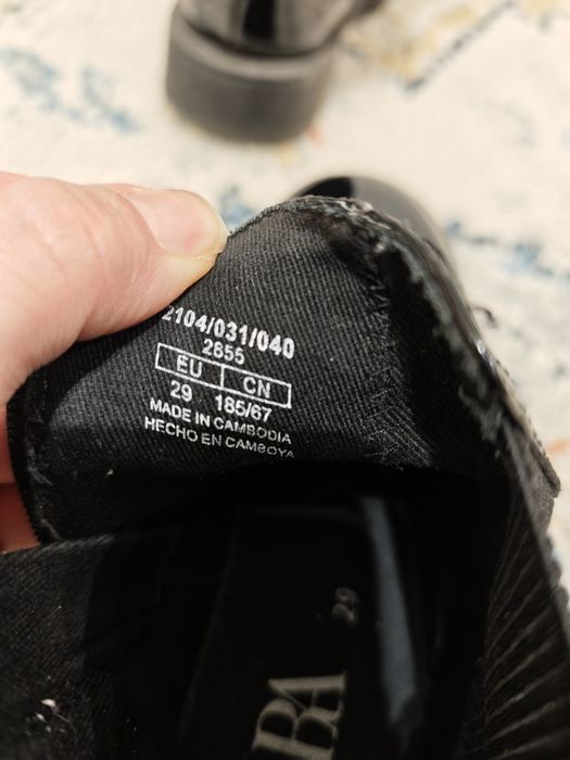 Zara 29 Botki jesienno zimowe buty dziewczęce lakierowane czarne kozak