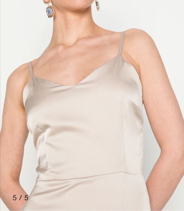 Sukienka maxi champagne Zalando nowa z metką L