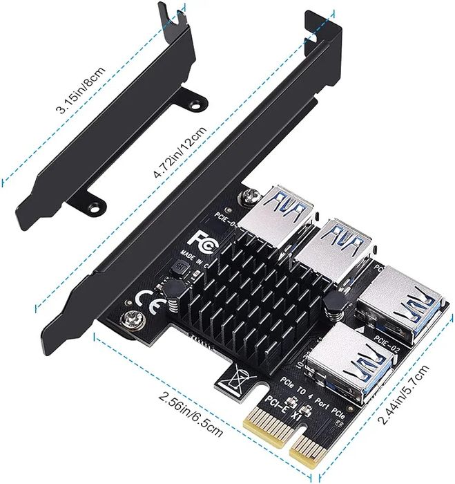 Rozdzielacz PCI-E 1x → 4x USB 3.0 (ELUTENG) | Nowy | Riser GPU