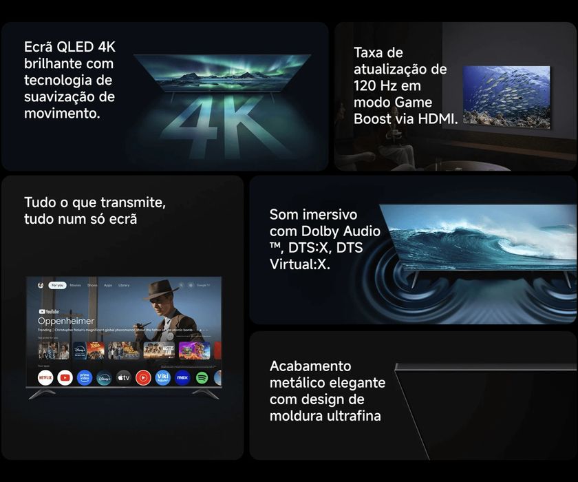 Google TV Xiaomi A PRO 2026 75" QLED UHD 4k Dolby NOVA 2 ANOS GARANTIA + oferta suporte parede + leds