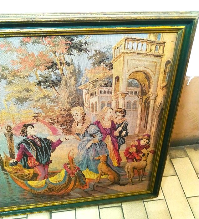 Quadro Vintage de Tapeçaria Início do Séc.