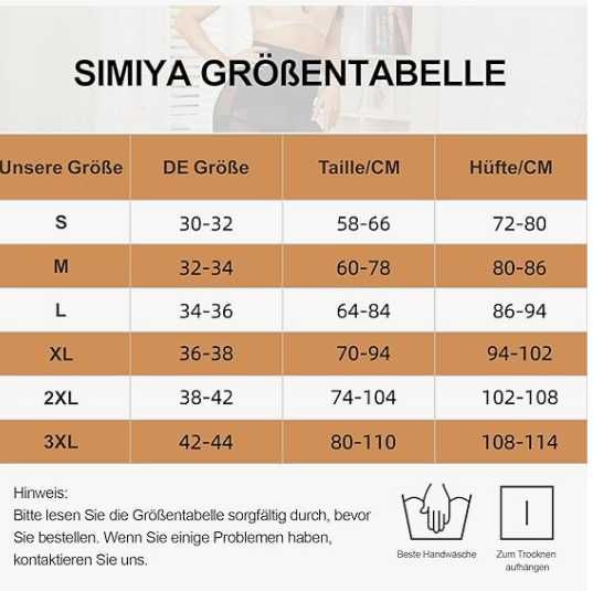 SIMIYA Majtki Modelujące Brzuch Wysoki Stan Push-Up 2x Czarne M