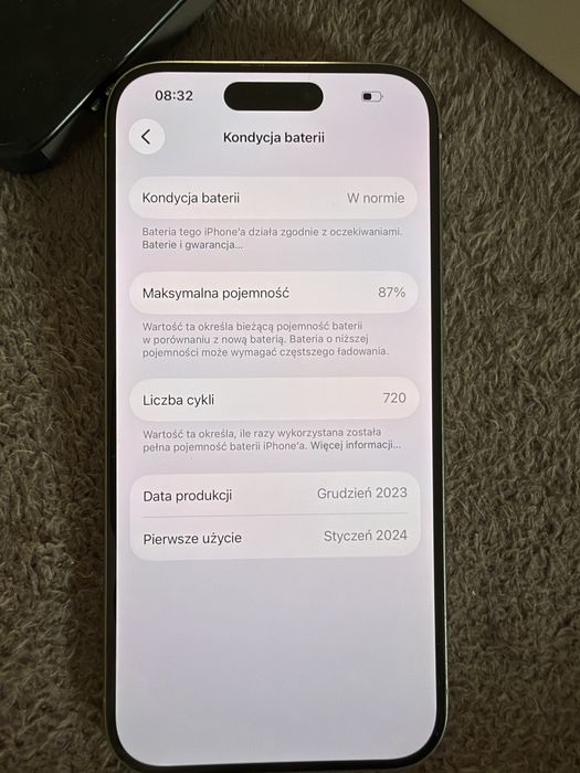 Iphone 15 Pro 256GB  87% baterii