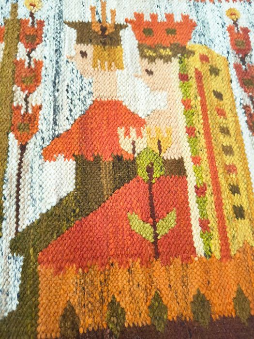 Vintage PRL M.Domańska Cepelia kilim dywan wełna rękodzieło