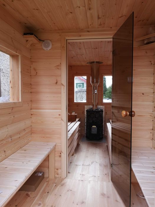 Sauna mobilna na przyczepie samochodowej