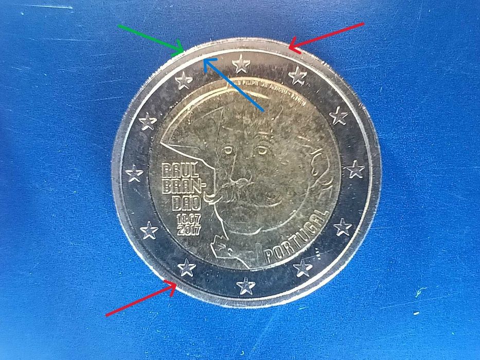 Moeda 2 Euros com Defeito