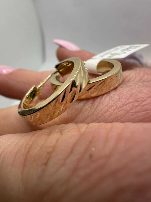 Złote kółka kolczyki frezowane 14k 585 2cm