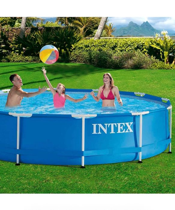 Intex Piscina com estrutura metálica tubular redonda (ø) 3,66 x (h) 0,76 m, cor azul