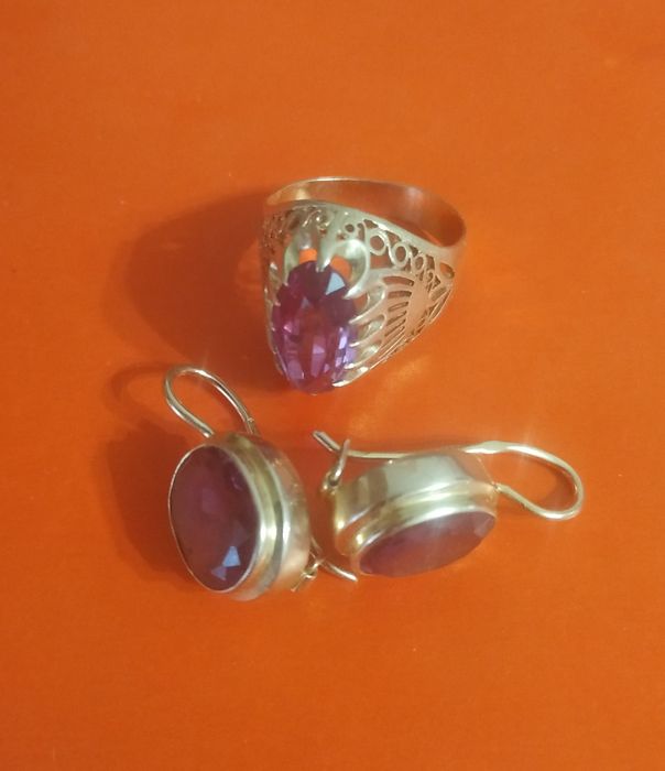 Золотий комплект сережки та перстень