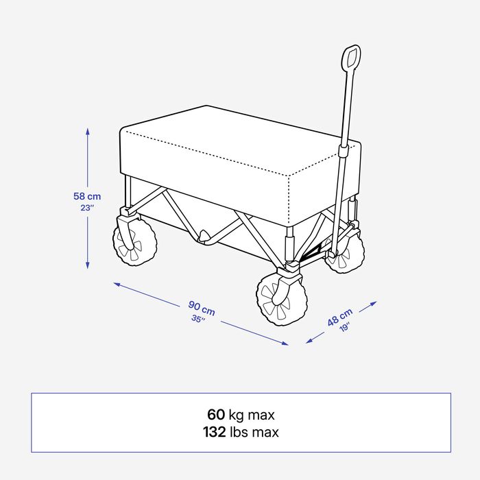 Carrinho transporte todo-o-terreno para o material de campismo,