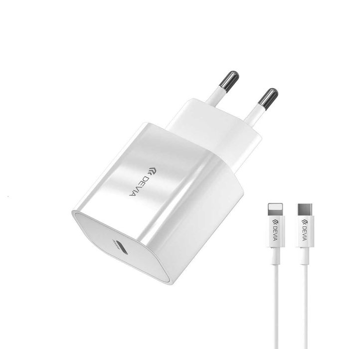 iPhone Devia ładowarka sieciowa Smart PD 20W USB-C biała Lightning