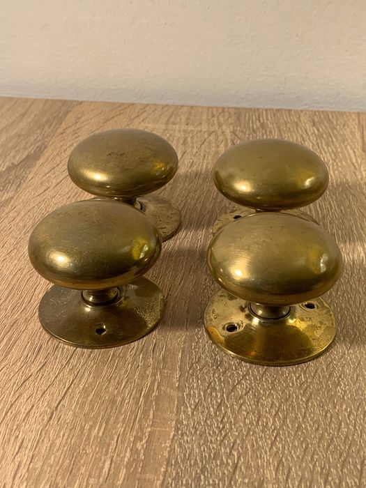 klamki gałki kule mosiądz, vintage, antyk, 2 szt